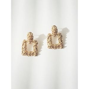 Golden Square Statement Earrings